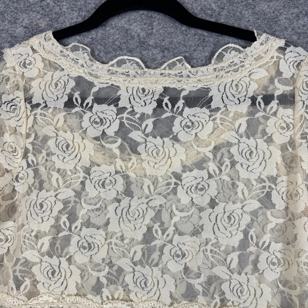 Ilse Jacobsen Y2K Cream Lace Top Size M Romantic Floral Sheer Ethereal Indie - Picture 10 of 12